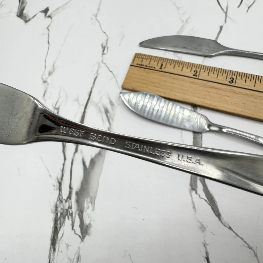 7 Mixed Lot Vintage MCM Stainless Flatware Butter Knives Serving Japan Korea